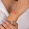 Elegant Butterfly Gold Micron Chain Bracelet with Red Pink Enamel - Image 2
