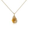 Raw Citrine Crystal Necklace Gold Plated November Birthstone