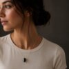 Black Onyx Crystal Point Necklace Gold Plated - Image 2