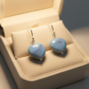 Blue Opal Earrings 925 Silver White Rhodium Plated Birthstone - Image 9