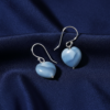 Blue Opal Earrings 925 Silver White Rhodium Plated Birthstone - Image 3
