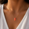 Carnelian Coffin Pendant Gold Plated Necklace July Birthstone - Image 2