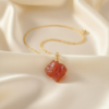 Raw Carnelian Necklace Gold Plated Leo Birthstone - Image 6