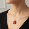 Raw Carnelian Necklace Gold Plated Leo Birthstone - Image 3