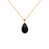 Black Onyx Pendant Necklace 925 Silver Gold Plated Capricorn