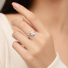 Elegant Adjustable Sterling Silver Ring with Four Heart-Shaped White Cubic Zirconia Stones in a Clover Design - Image 2