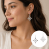 Crystal Quartz Gemstone Embedded Dangle Earrings - Image 2