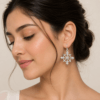 Dangle Earrings Embedded with Pearl Gemstone - Image 2