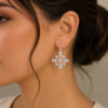 Pearl Shaped Gemstone Embedded dangle Earrings - Image 2