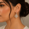 Green Onyx Gemstone Embedded Dangle Earrings - Image 2
