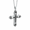 Unisex Cross Silver Necklace With White American Diamond
