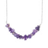 Amethyst Chip Bar Necklace Silver Plated February Birthstone