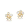Gold Flower Cluster Stud Silver Earrings