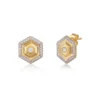 Silver Hexagon Gold Plated Fashion Earrings