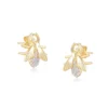Golden Bee Stud Earrings with Crystal Accents