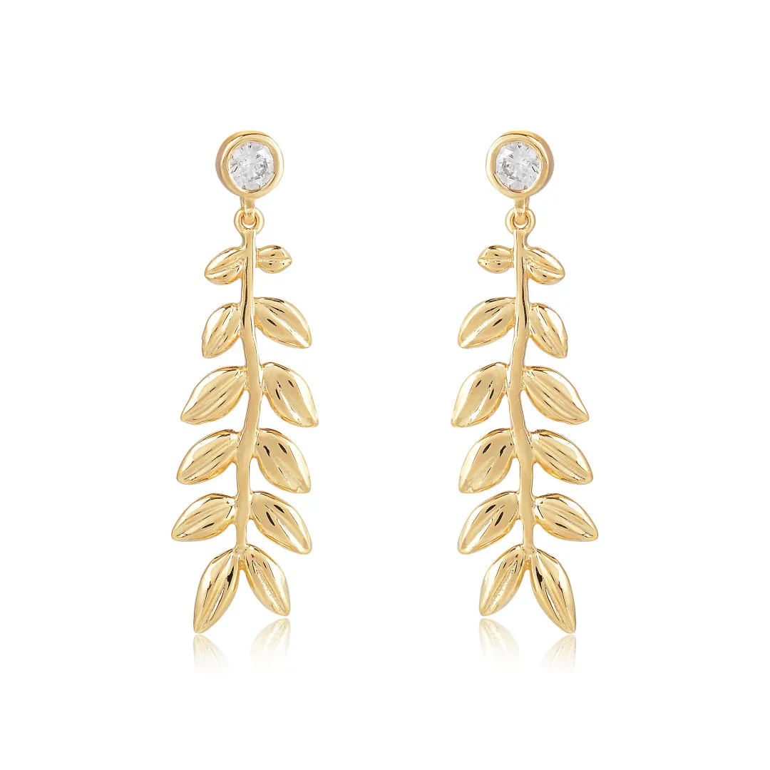 DCS_6935.webp Leafy Tassel Earrings with Elegant Gold Detailing - Image 1