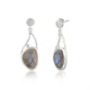Sterling Silver Labradorite Vine Earrings | Delicate Curved Design with Stunning Natural Gemstones