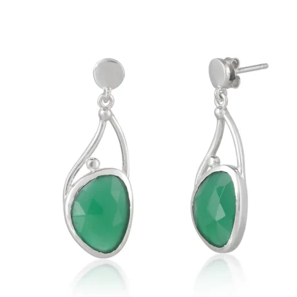 Green Onyx Solid 925 Sterling Silver Dangle Earrings ? A Touch of Timeless Elegance