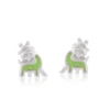 Giraffe Stud Silver Earrings with Green Enamel - Image 2