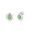Green Gemstone Stud Silver Earrings