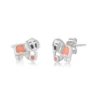 Elephant Silver Stud Earrings with Orange Enamel - Image 3