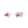 Fish-Stud Silver Earrings with Bold Red Enamel