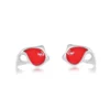 Fish-Stud Silver Earrings with Soft Red Enamel - Image 2