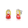 Adorable Princess Enamel Stud Silver Earrings