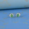 Green Gemstone Stud Silver Earrings - Image 3