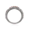 Vintage-Inspired 925 Sterling Silver Ring with Red American Diamond - Image 2