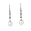 Sterling Silver Dangle Earrings with Pearls and American Diamond Accents - Image 2