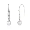 Sterling Silver Dangle Earrings with Pearls and American Diamond Accents
