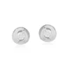 Sleek Silver Round Stud Earrings with Clear Crystal Accents - Image 3