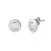 Sleek Silver Round Stud Earrings with Clear Crystal Accents