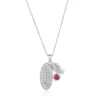 Elegant Silver Pendant Necklace with Pave Ruby Accent