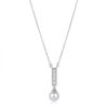 Pearl Drop Bar Silver Necklace
