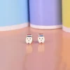 Tooth Silver Stud Earrings with Enamel Accents - Image 2