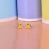 Cute and Colorful Yellow Bunny Stud Silver Earrings - Image 2