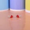 Fish-Stud Silver Earrings with Soft Red Enamel - Image 3
