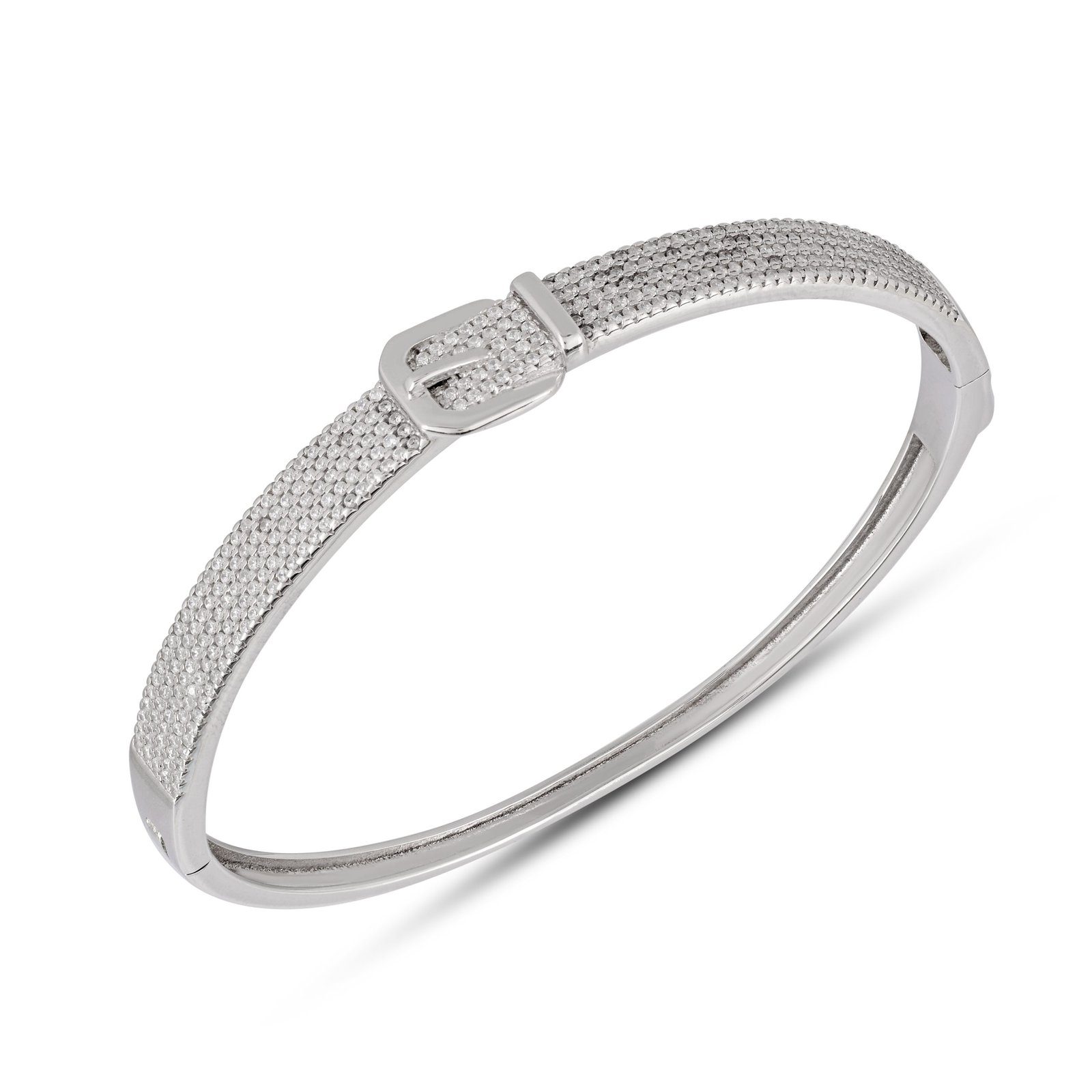 DCS_9464-copy-scaled-1.jpg Silver Buckle Bangle With American Diamonds - Image 1