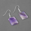 Purple Agate Rectangle Shape Earrings - Image 4