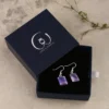 Purple Agate Rectangle Shape Earrings - Image 5