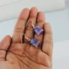 Purple Agate Rectangle Shape Earrings - Image 3