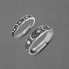 Celestial Harmony: Silver Z-Black Oxidized Star and Moon Couple Rings - Image 2