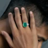 Godric Silver Green Agate Gemstone Ring For Men - Image 3