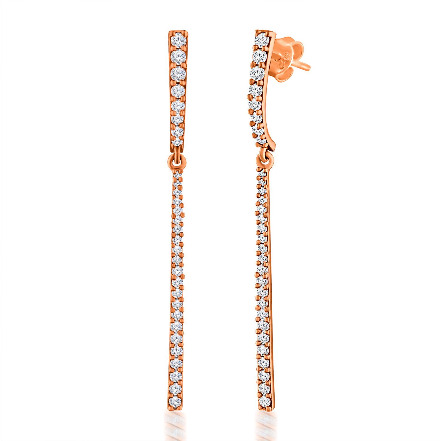 ER1020-RGP-WHITE-CZ-2.jpg Rose Gold Dangle Linear Bar Earrings - Image 1