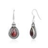 Garnet Gemstone Embedded Dangle Earrings - Image 3