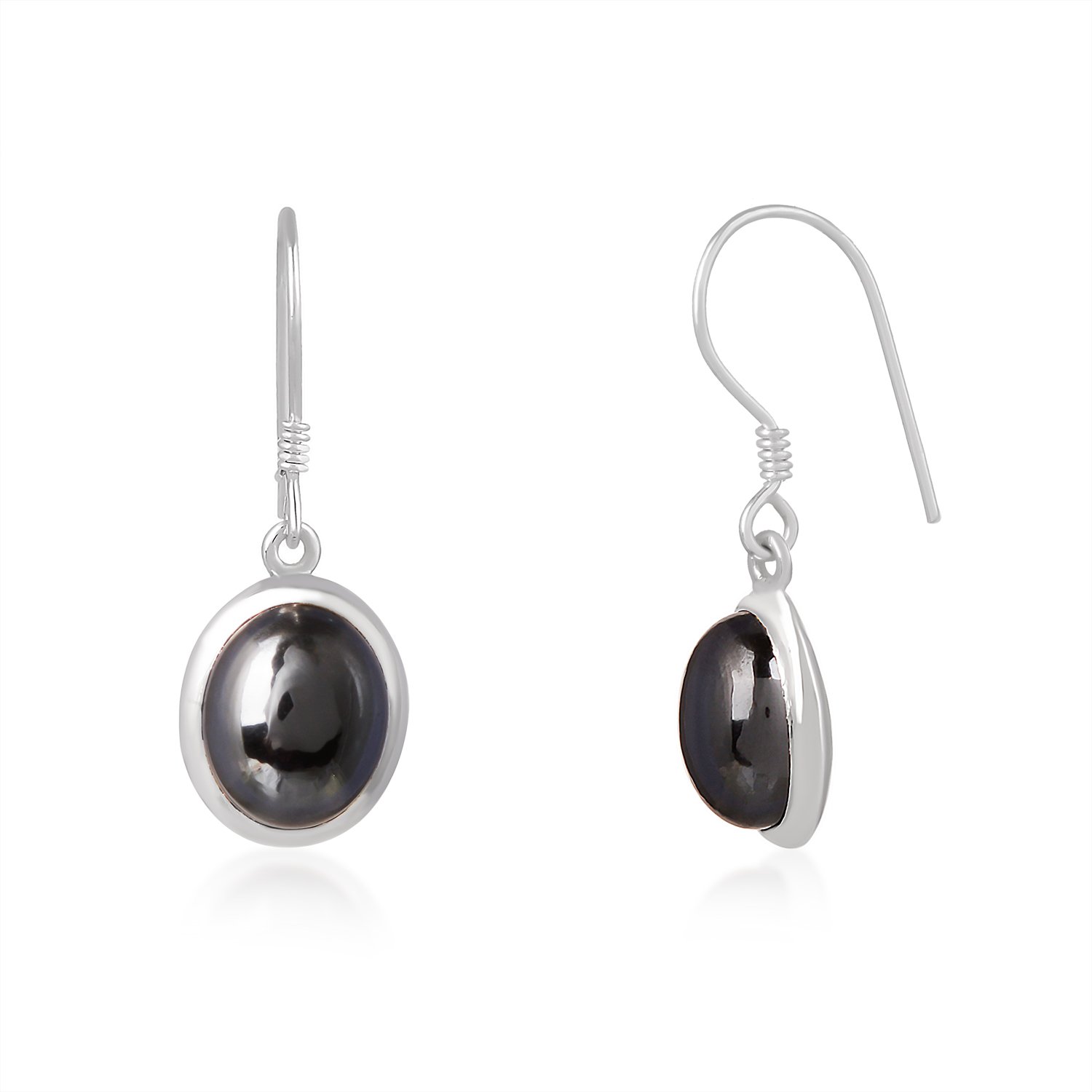 ER1157-SP-HEMATITE-2.jpg Hematite Gemstone Embedded Dangle Earrings - Image 1