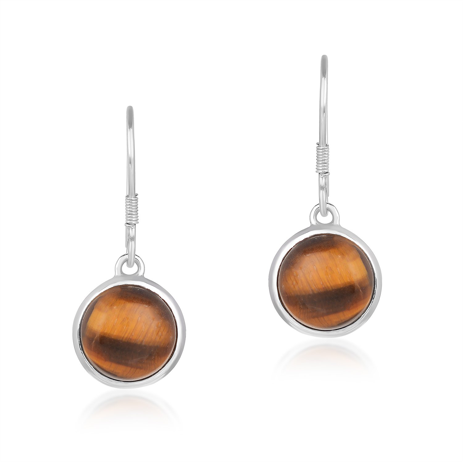 ER1181-SP-T.EYE-1.jpg Tiger Eye Gemstone Embedded Dangle Earrings - Image 1