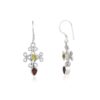 Peridot Garnet Gemstone Embedded Dangle Earrings - Image 2